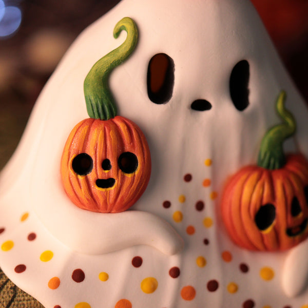 3 Pumpkins Shelf Ghost - Light up Figurine