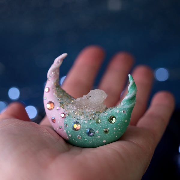 Small Two Toned Glitter Moon