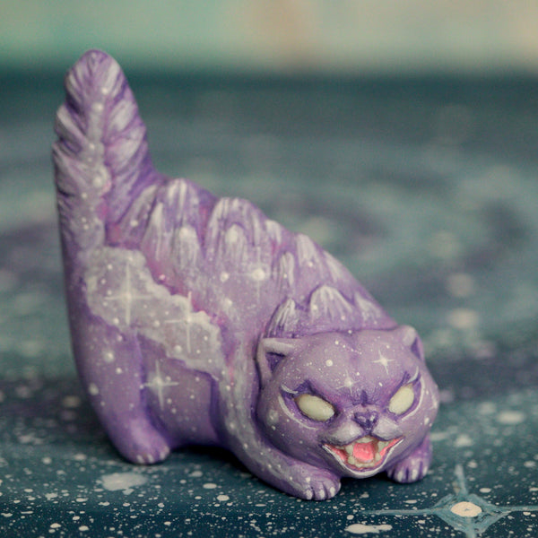 Purple Galaxy Hissing Cat Figurine