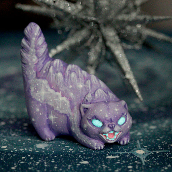 Purple Galaxy Hissing Cat Figurine