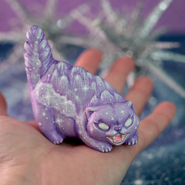 Purple Galaxy Hissing Cat Figurine