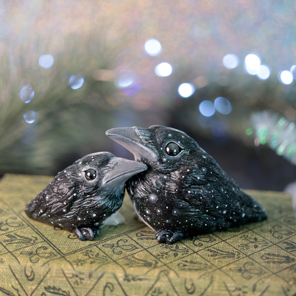 Preorder Half White Half Black Crow Figurine