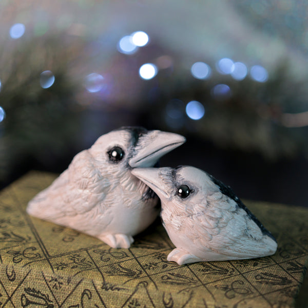 Preorder Half White Half Black Crow Figurine