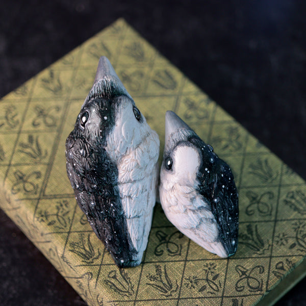 Preorder Half White Half Black Crow Figurine