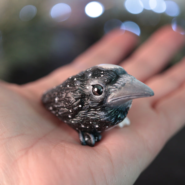 Preorder Half White Half Black Crow Figurine