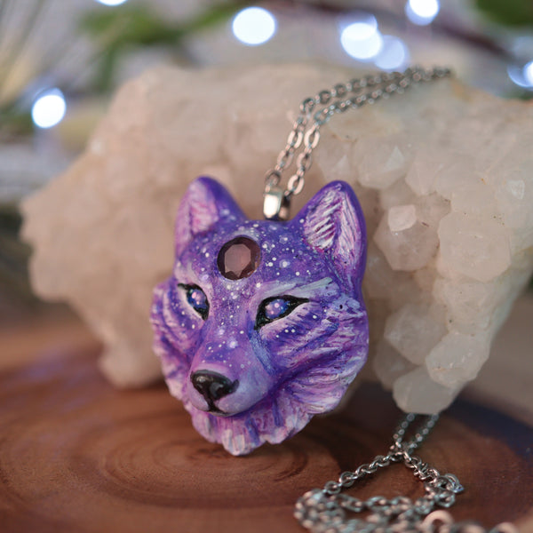 Amethyst Wolf Necklace