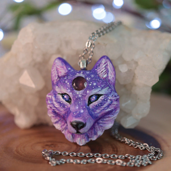 Amethyst Wolf Necklace