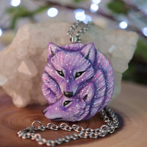 Purple Double Wolf Medallion