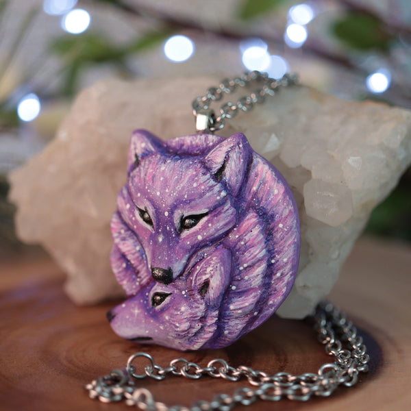 Purple Double Wolf Medallion