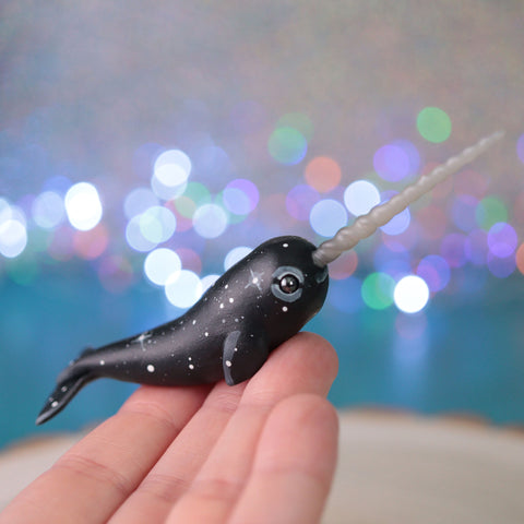 Starry Black Narwhal Figurine