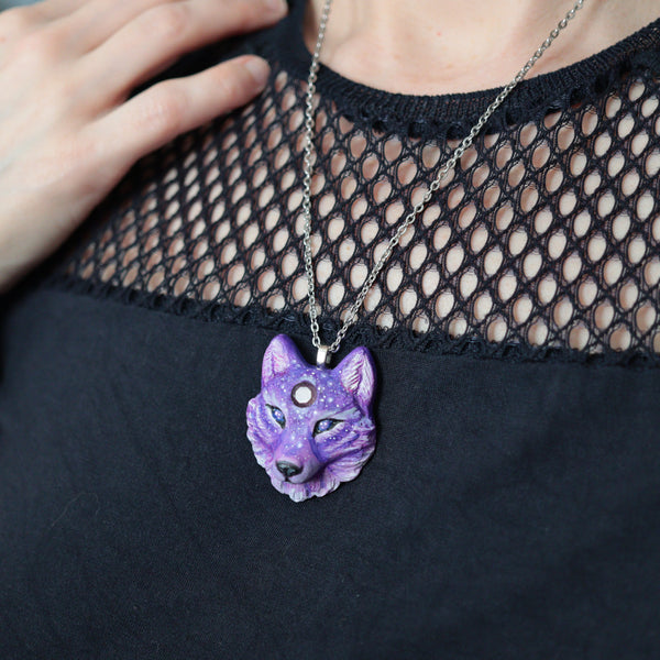 Amethyst Wolf Necklace