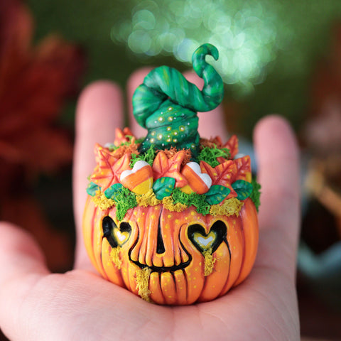 Candy Hearts Pumpkin Figurine