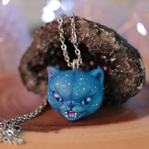 Hissing Blue Galaxy Cat Necklace – WhimsyCalling