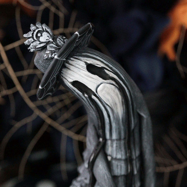 Bolo Hat Goth Ghost Figurine