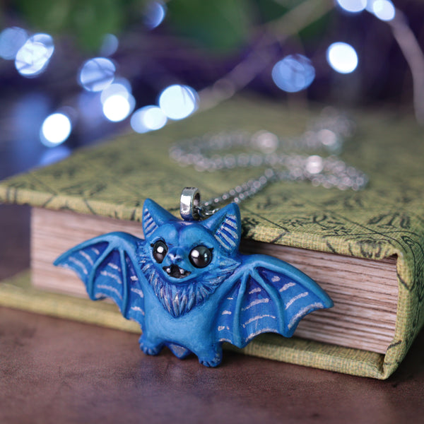 Blue and Silver Bat Necklace