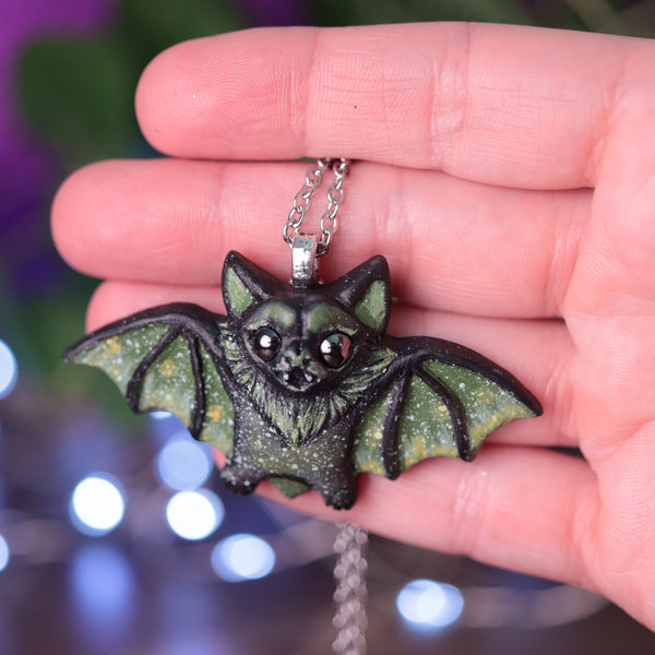 Mossy Bat Necklace