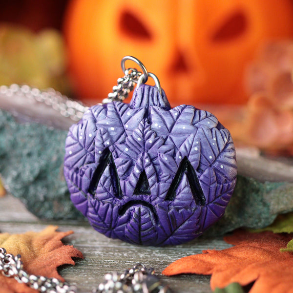 Purple Leaf Monster Jack Necklace