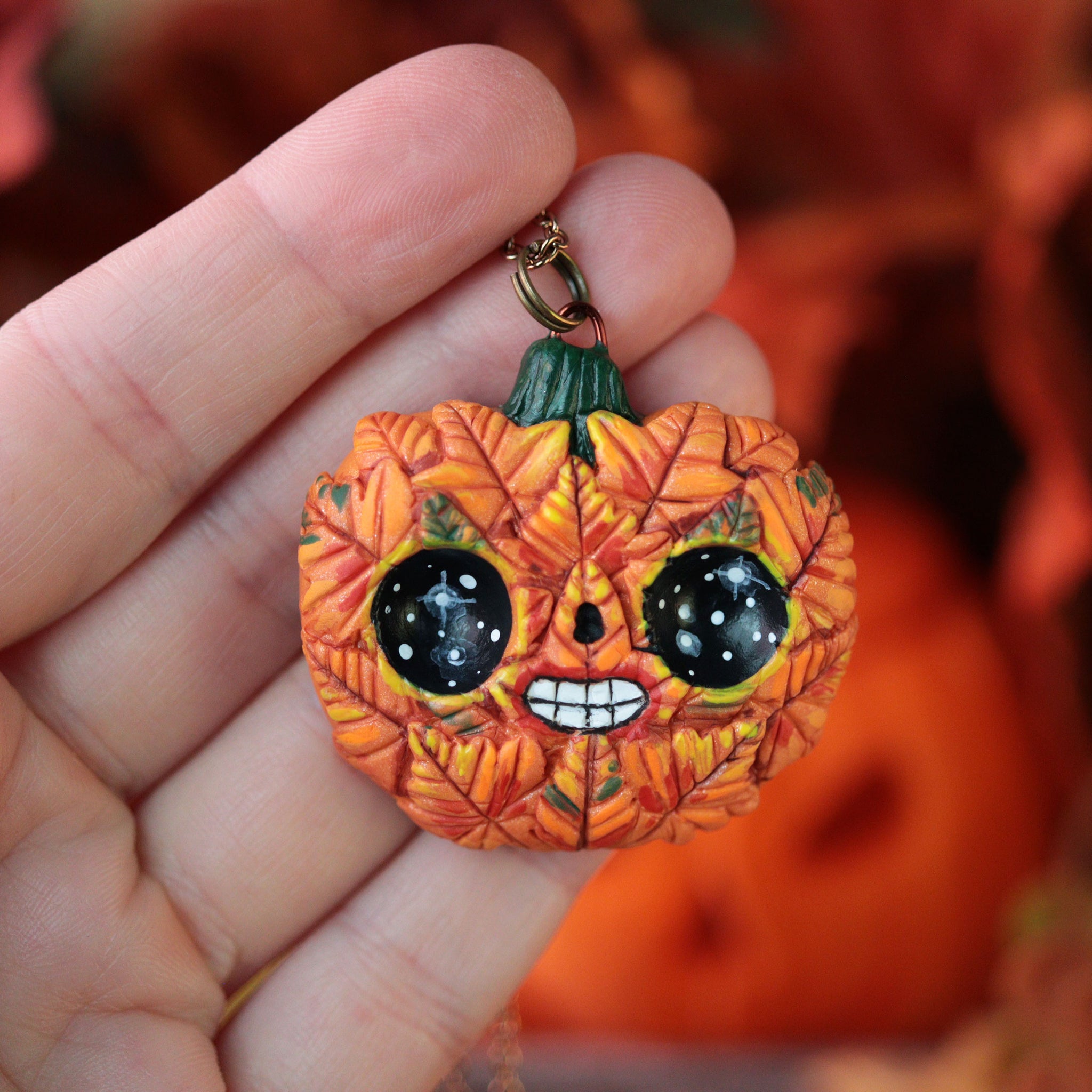 Orange Leaf Monster Jack Necklace