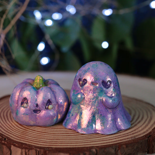Fancy Mica Ghost and Pumpkin Set