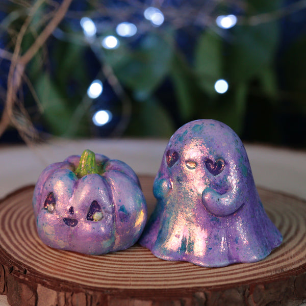 Fancy Mica Ghost and Pumpkin Set