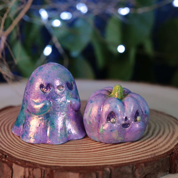 Fancy Mica Ghost and Pumpkin Set