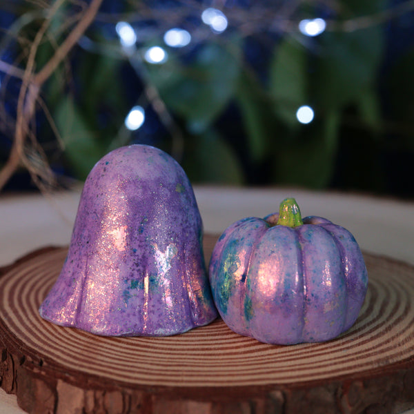 Fancy Mica Ghost and Pumpkin Set