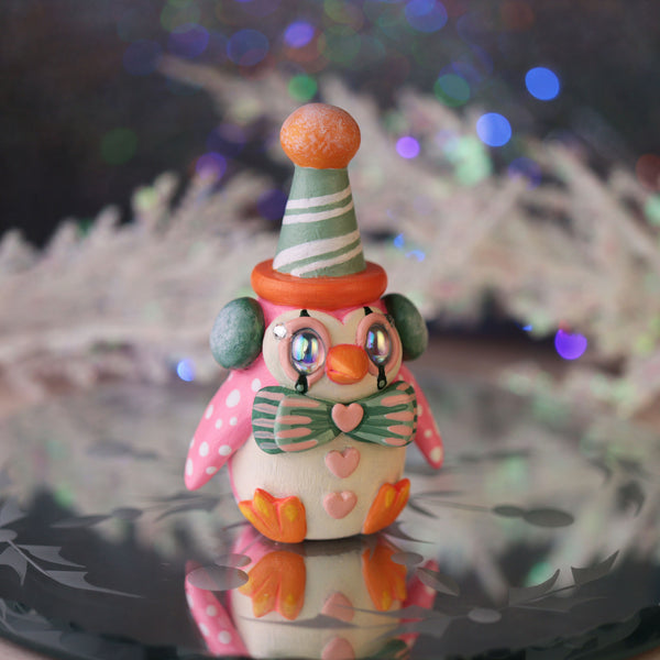 Pink Penguin Clown Figurine