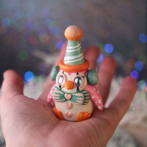 Pink Penguin Clown Figurine