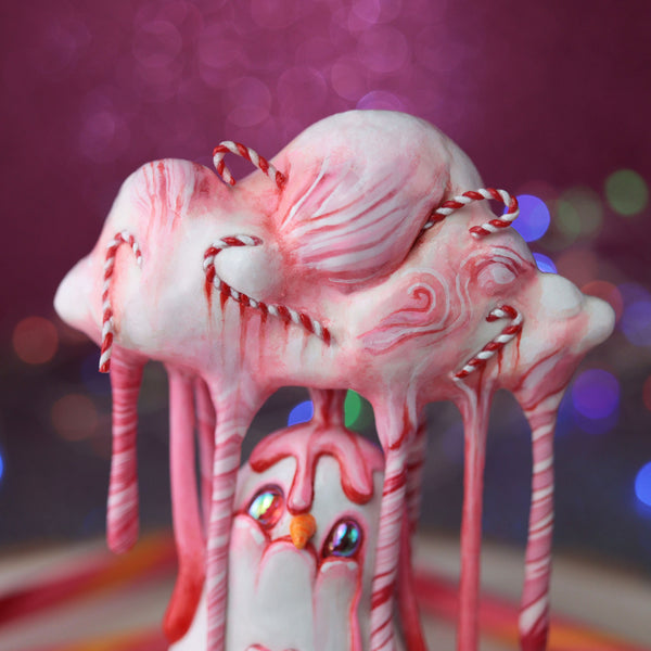 Candy Cane Rain Snowman Figurine