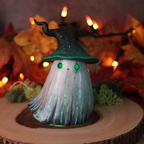 Green Ghost Witch Luminary Sculpture