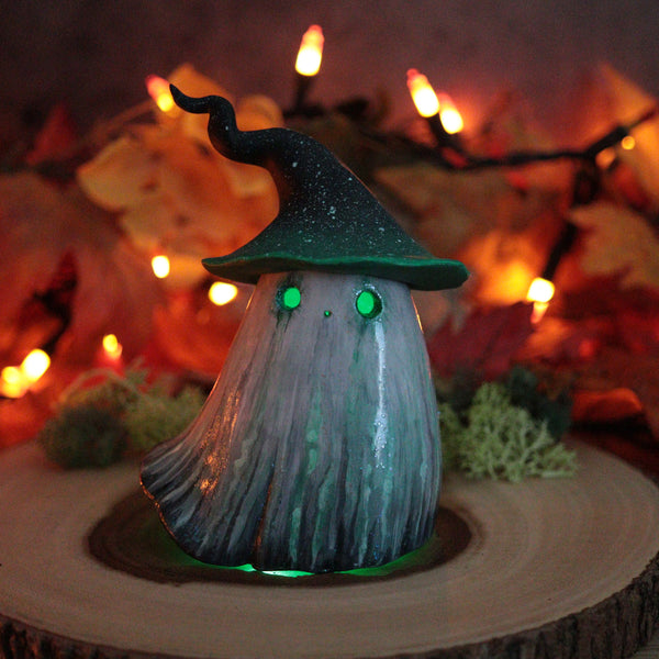 Green Ghost Witch Luminary Sculpture