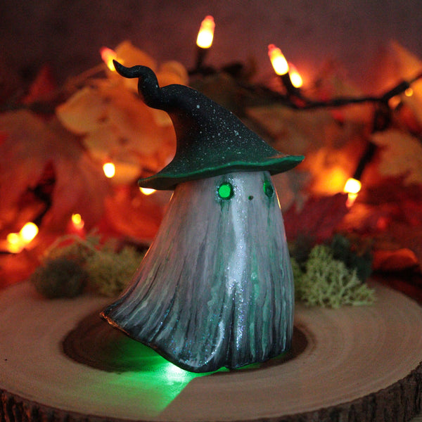 Green Ghost Witch Luminary Sculpture