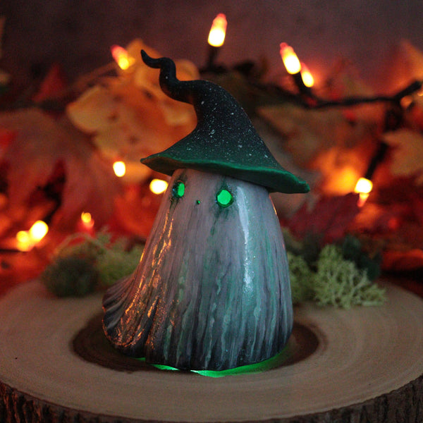 Green Ghost Witch Luminary Sculpture