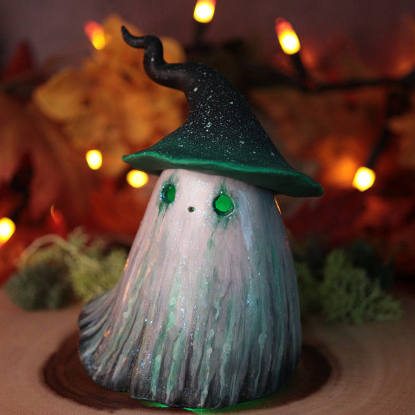 Green Ghost Witch Luminary Sculpture
