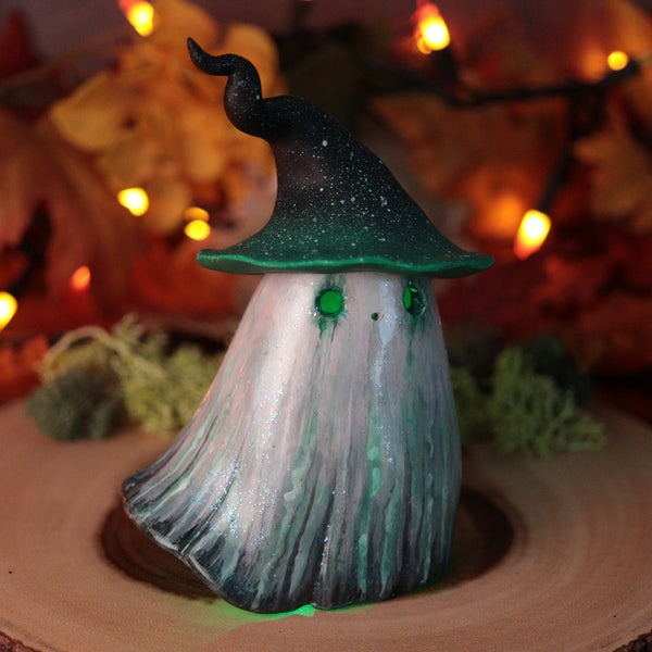 Green Ghost Witch Luminary Sculpture