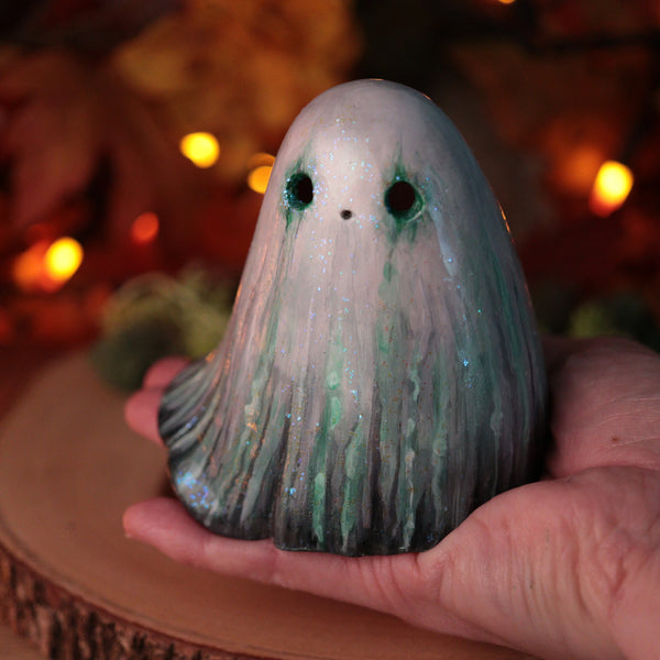 Green Ghost Witch Luminary Sculpture