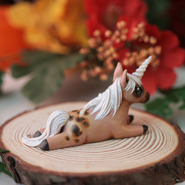 Tiny Tan Unicorn Sploot Figurine