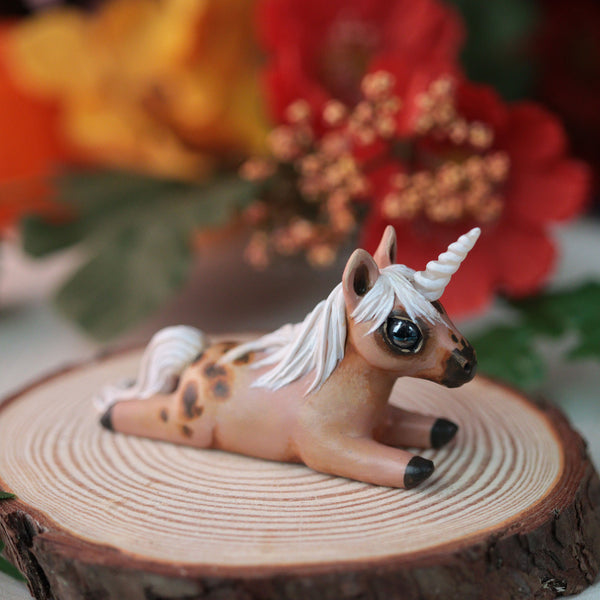 Tiny Tan Unicorn Sploot Figurine