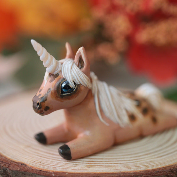 Tiny Tan Unicorn Sploot Figurine
