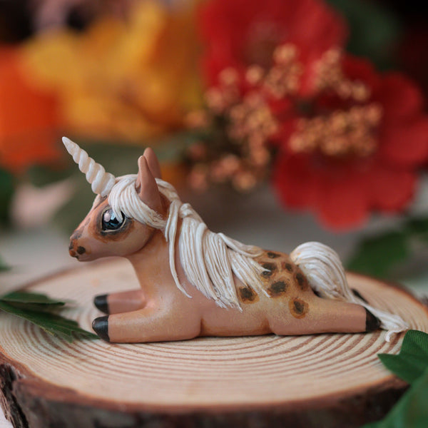 Tiny Tan Unicorn Sploot Figurine