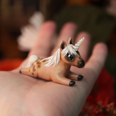 Tiny Tan Unicorn Sploot Figurine