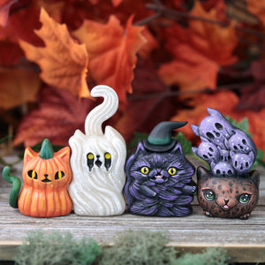 RESERVED Full Spooky Kitty Slice Set w/Cauldron and Black Spirit