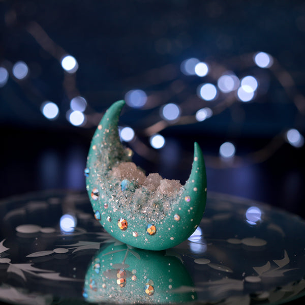 Medium Chunky Teal Glitter Moon