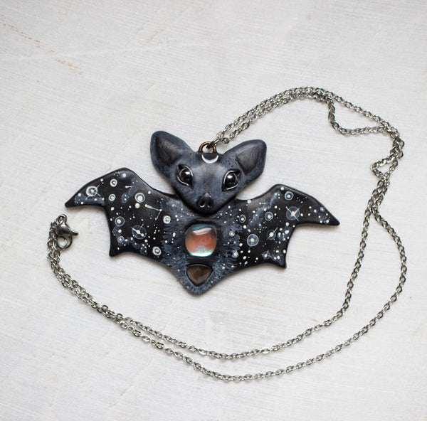 Aura Quartz Bat Necklace