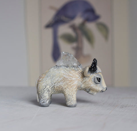 White Winter Buffalo Figurine