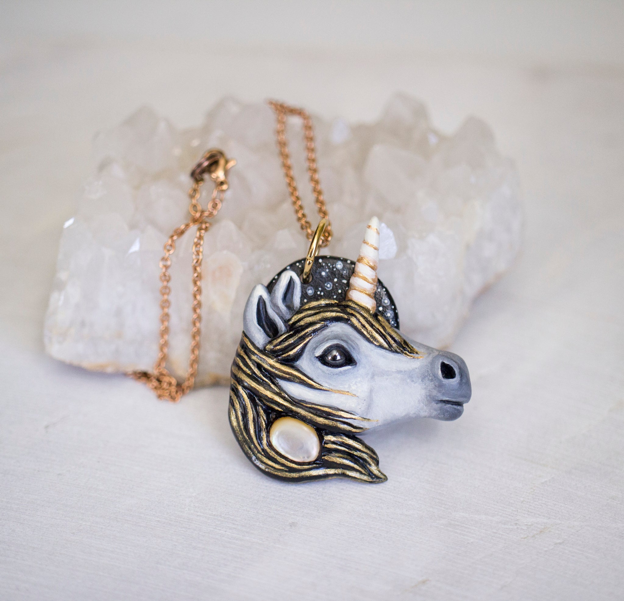 Mother of Pearl Unicorn Necklace