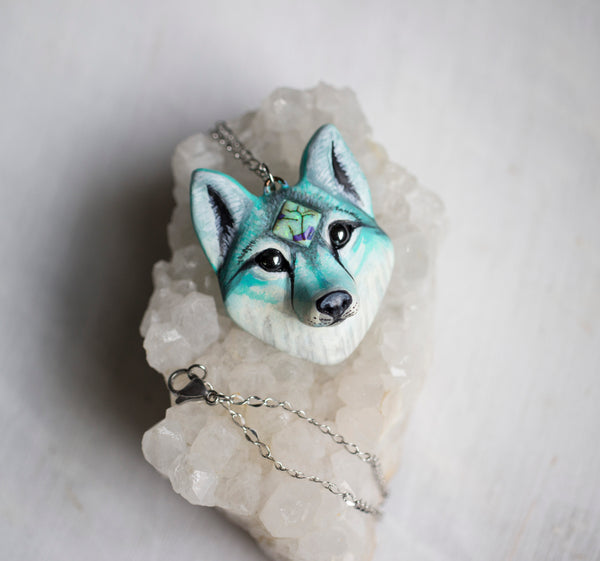 Monarch Opal Wolf Necklace