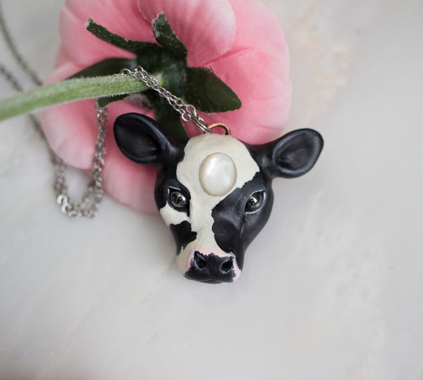 Mother of Pearl Cow Necklace