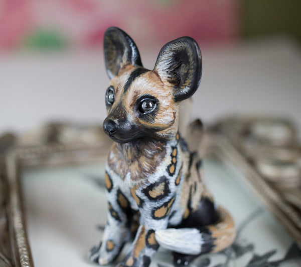 African Wild Dog Figurine