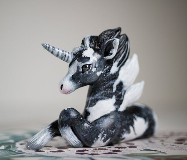 Black and White Unicorn Figurine